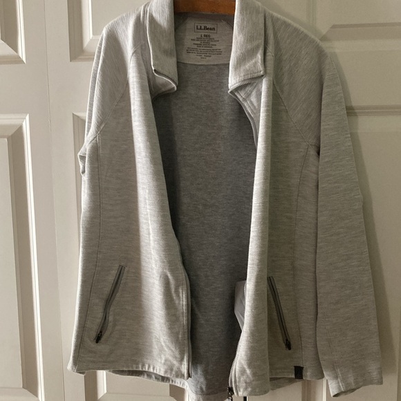 LLBean women’s jacket large zipper outdoors running hiking biking light gray - Picture 2 of 13